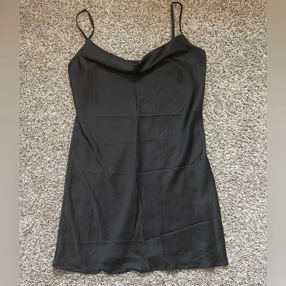 Shein Women’s Silk Mini Dress Black Size Large - Picture 4 of 7